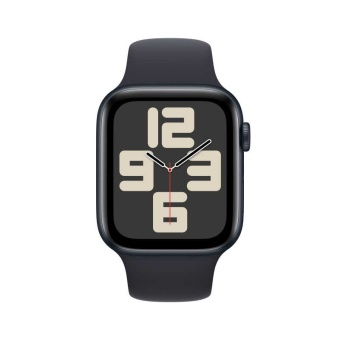 Apple Watch SE 2023, 44 мм, корпус из алюминия цвета «тёмная ночь», спортивный ремешок цвета «тёмная ночь» M/L