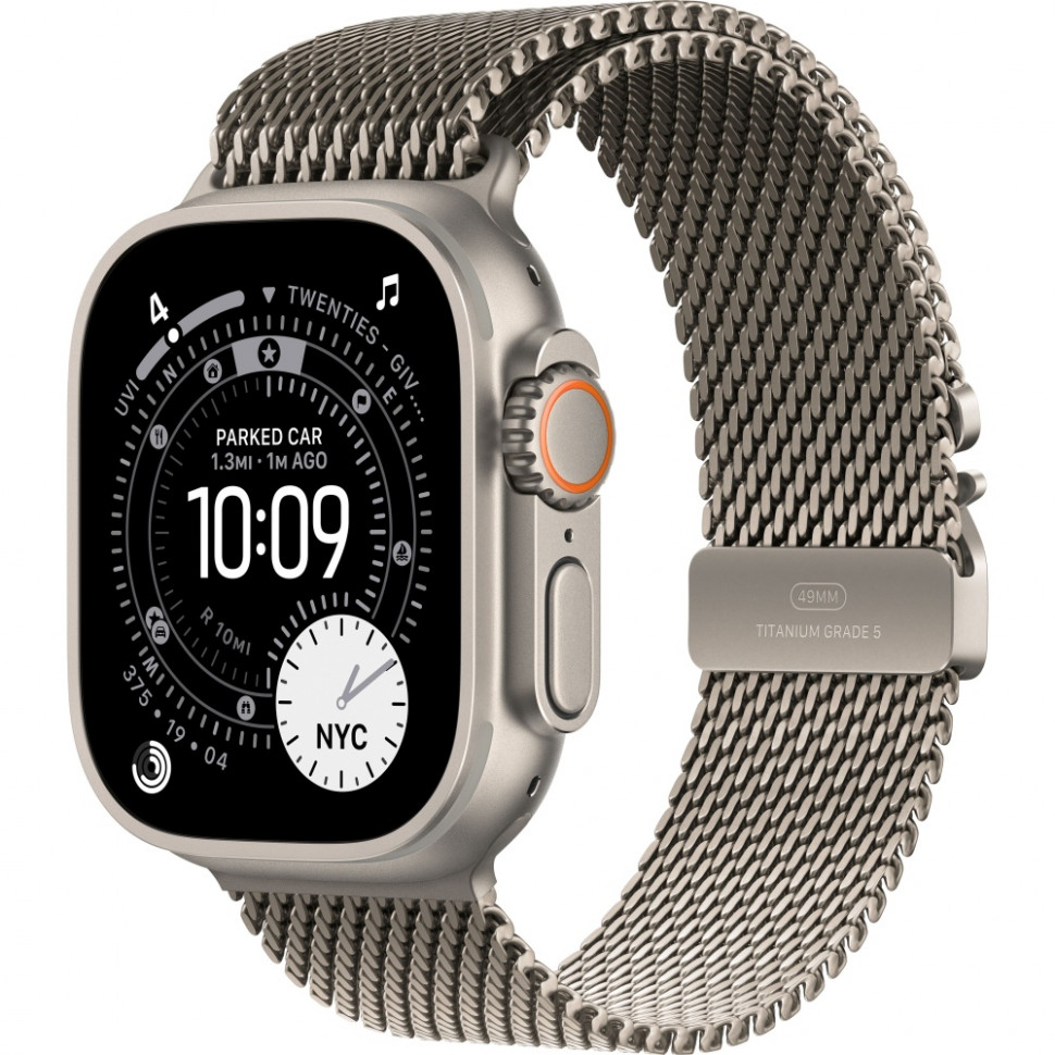 Apple Watch Ultra 3 2025 49mm Natural Titanium Case with Natural Titanium Milanese Loop (S)