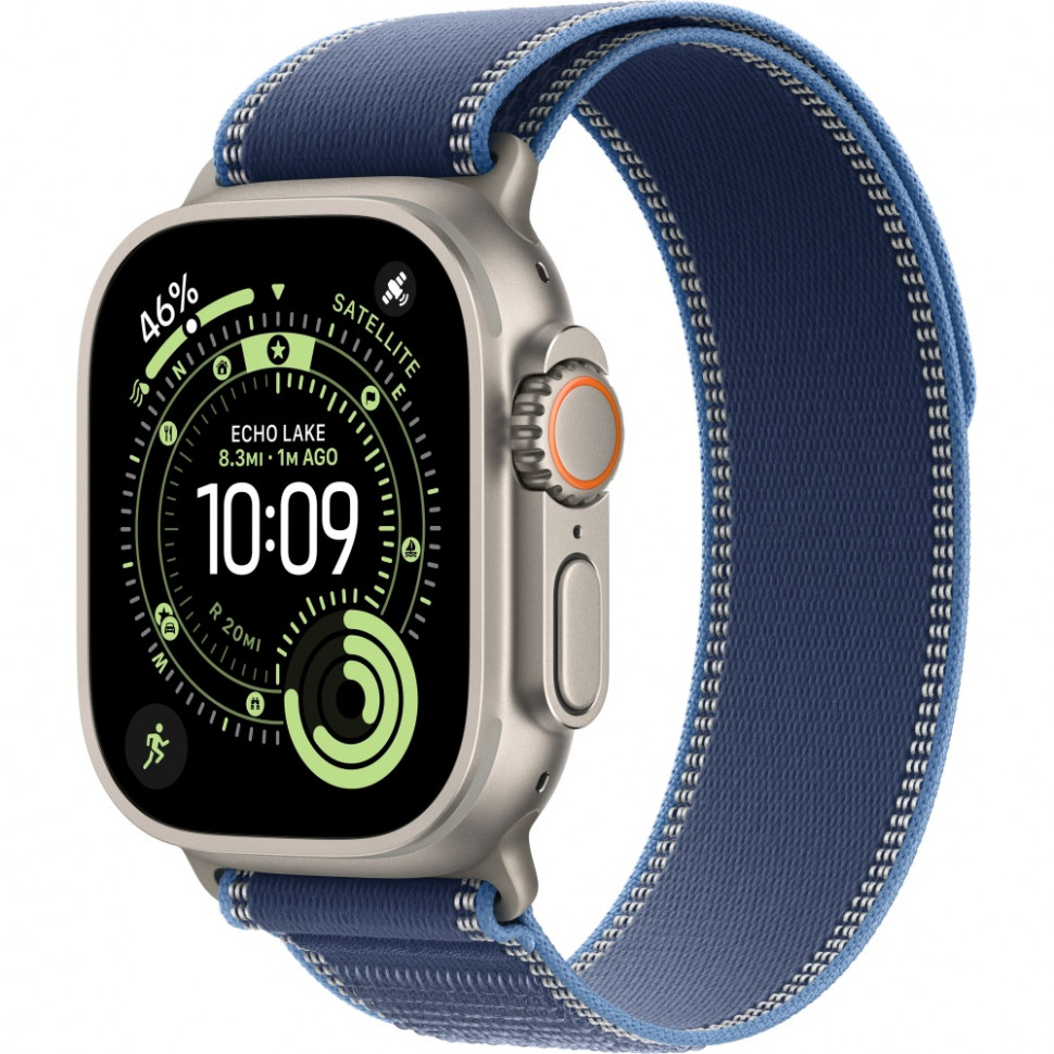 Apple Watch Ultra 3 2025 49mm Natural Titanium Case with Blue/Bright Blue Trail Loop (M/L)