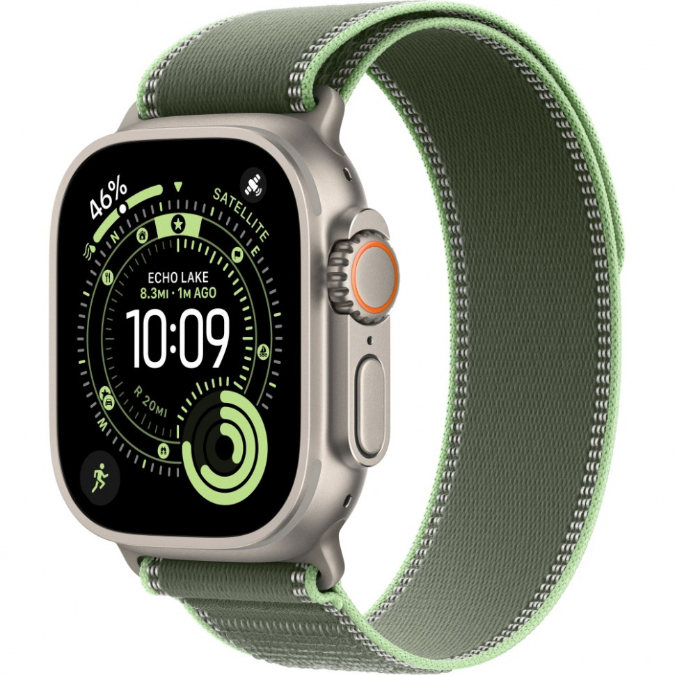 Apple Watch Ultra 3 2025 49mm Natural Titanium Case with Green/Neon Trail Loop (M/L)