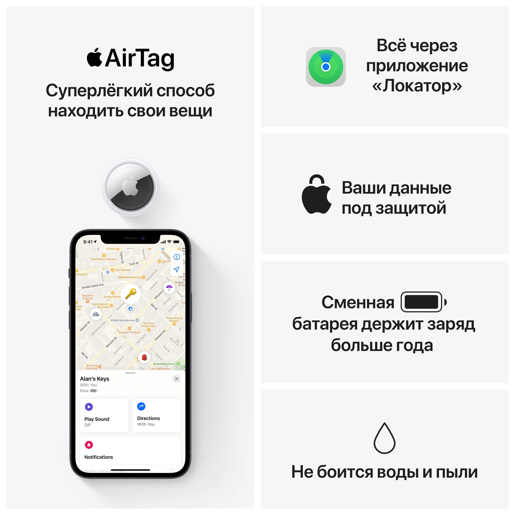 Трекер Apple AirTag (1 шт.)
