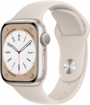Apple Watch Series 8, 45 мм, корпус из алюминия цвета «сияющая звезда»