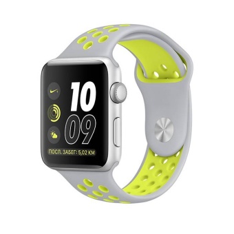 Ремешок спортивный Dot Style для Apple Watch (42mm) Серо-Желтый