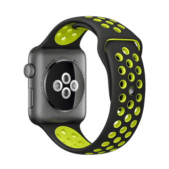 Ремешок спортивный Dot Style для Apple Watch (42mm) Черно-Зеленый