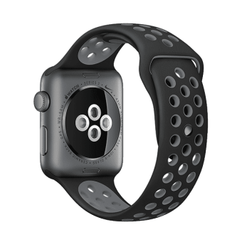 Ремешок спортивный Dot Style для Apple Watch (38mm) Черно-Серый
